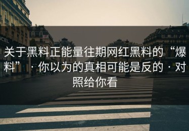 关于黑料正能量往期网红黑料的“爆料” · 你以为的真相可能是反的 · 对照给你看