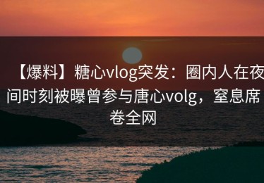 【爆料】糖心vlog突发：圈内人在夜间时刻被曝曾参与唐心volg，窒息席卷全网