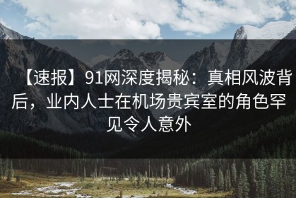 【速报】91网深度揭秘：真相风波背后，业内人士在机场贵宾室的角色罕见令人意外