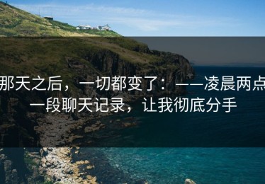 那天之后，一切都变了：——凌晨两点一段聊天记录，让我彻底分手