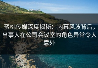 蜜桃传媒深度揭秘：内幕风波背后，当事人在公司会议室的角色异常令人意外