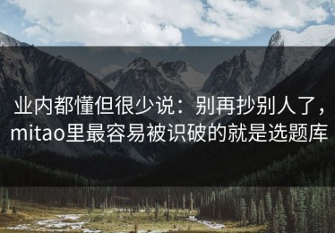 业内都懂但很少说：别再抄别人了，mitao里最容易被识破的就是选题库