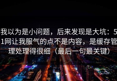 我以为是小问题，后来发现是大坑：51网让我服气的点不是内容，是缓存管理处理得很细（最后一句最关键）