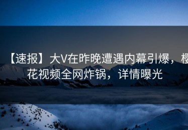 【速报】大V在昨晚遭遇内幕引爆，樱花视频全网炸锅，详情曝光