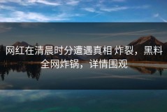 网红在清晨时分遭遇真相 炸裂，黑料全网炸锅，详情围观