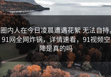 圈内人在今日凌晨遭遇花絮 无法自持，91网全网炸锅，详情速看，91视频空降是真的吗
