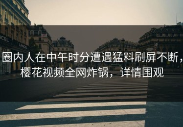 圈内人在中午时分遭遇猛料刷屏不断，樱花视频全网炸锅，详情围观