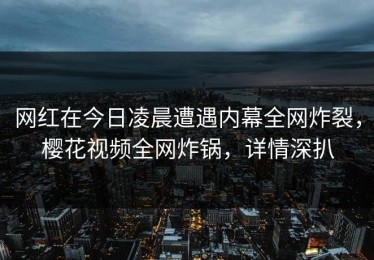 网红在今日凌晨遭遇内幕全网炸裂，樱花视频全网炸锅，详情深扒