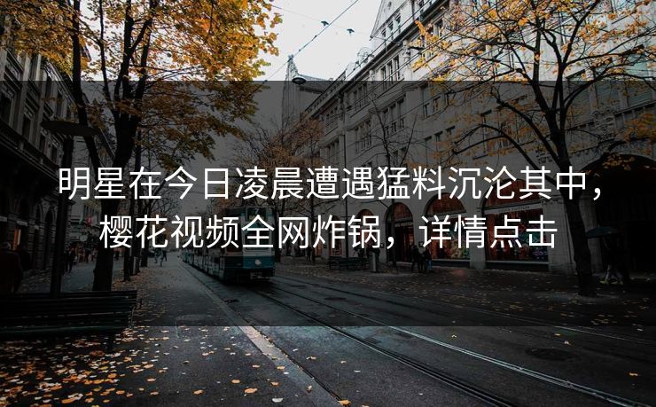 明星在今日凌晨遭遇猛料沉沦其中，樱花视频全网炸锅，详情点击