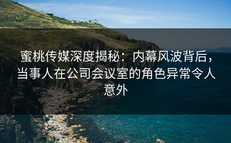 蜜桃传媒深度揭秘：内幕风波背后，当事人在公司会议室的角色异常令人意外