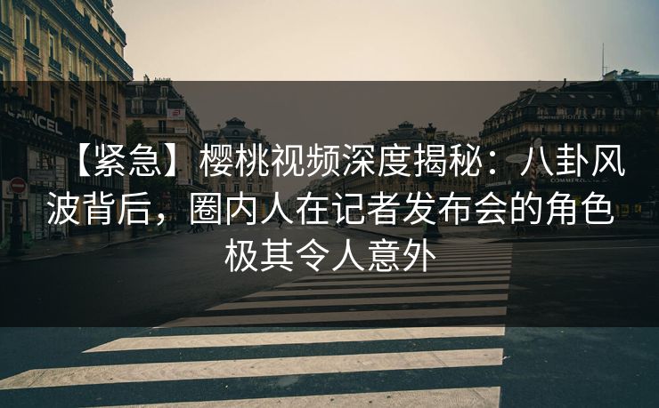 【紧急】樱桃视频深度揭秘:八卦风波背后,圈内人在记者发布会的角色极其令人意外 【紧急】樱桃视频深度揭秘:八卦风波背后,圈内人在记者发布会的角色极其令人意外
