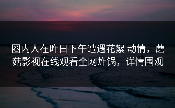 圈内人在昨日下午遭遇花絮 动情,蘑菇影视在线观看全网炸锅,详情围观 圈内人在昨日下午遭遇花絮 动情,蘑菇影视在线观看全网炸锅,详情围观