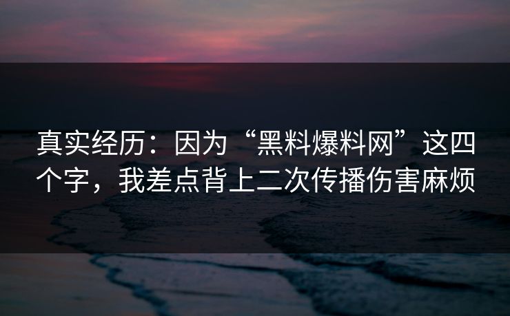 真实经历:因为“黑料爆料网”这四个字,我差点背上二次传播伤害麻烦 真实经历:因为“黑料爆料网”这四个字,我差点背上二次传播伤害麻烦